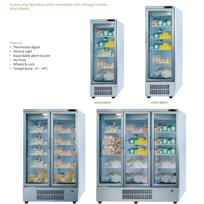 GEA Pharmaceutical Refrigerator EXPO-280PH / Kulkas Farmasi untuk Obat-Obatan GEA EXPO 480PH / Showc