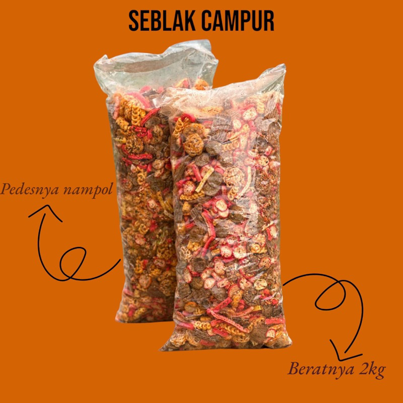 

SEBLAK CAMPUR krupuk campur pedas daun jeruk renyah camilan kiloan 2kg PER BALL