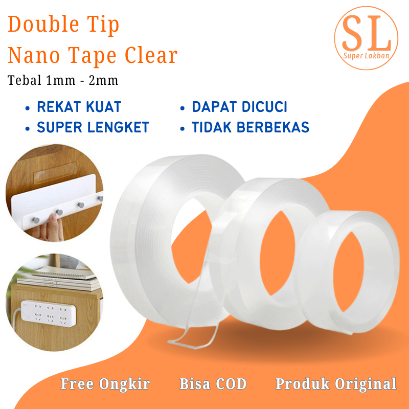 

Double Tape Perekat Dinding Double Tip Bening Super Kuat Tahan Air Lengket 1-3 Meter Tebal 1mm Alikasi Serbaguna