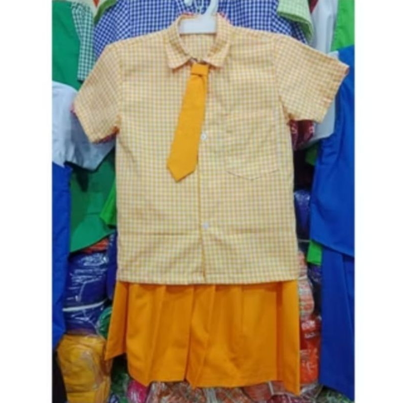 seragam paud/tk kotak kotak kuning