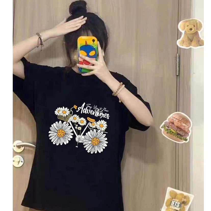 CC T-SHIRTCetakan sepeda bunga aster Kaos Pria Dan Wanita Terbaru 2025 | Kaos Cotton Combed 30s | Ka