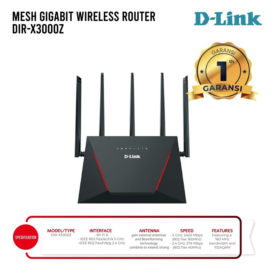 D-LINK DIR-X3000Z AX3000 Mesh Gigabit Wireless Router