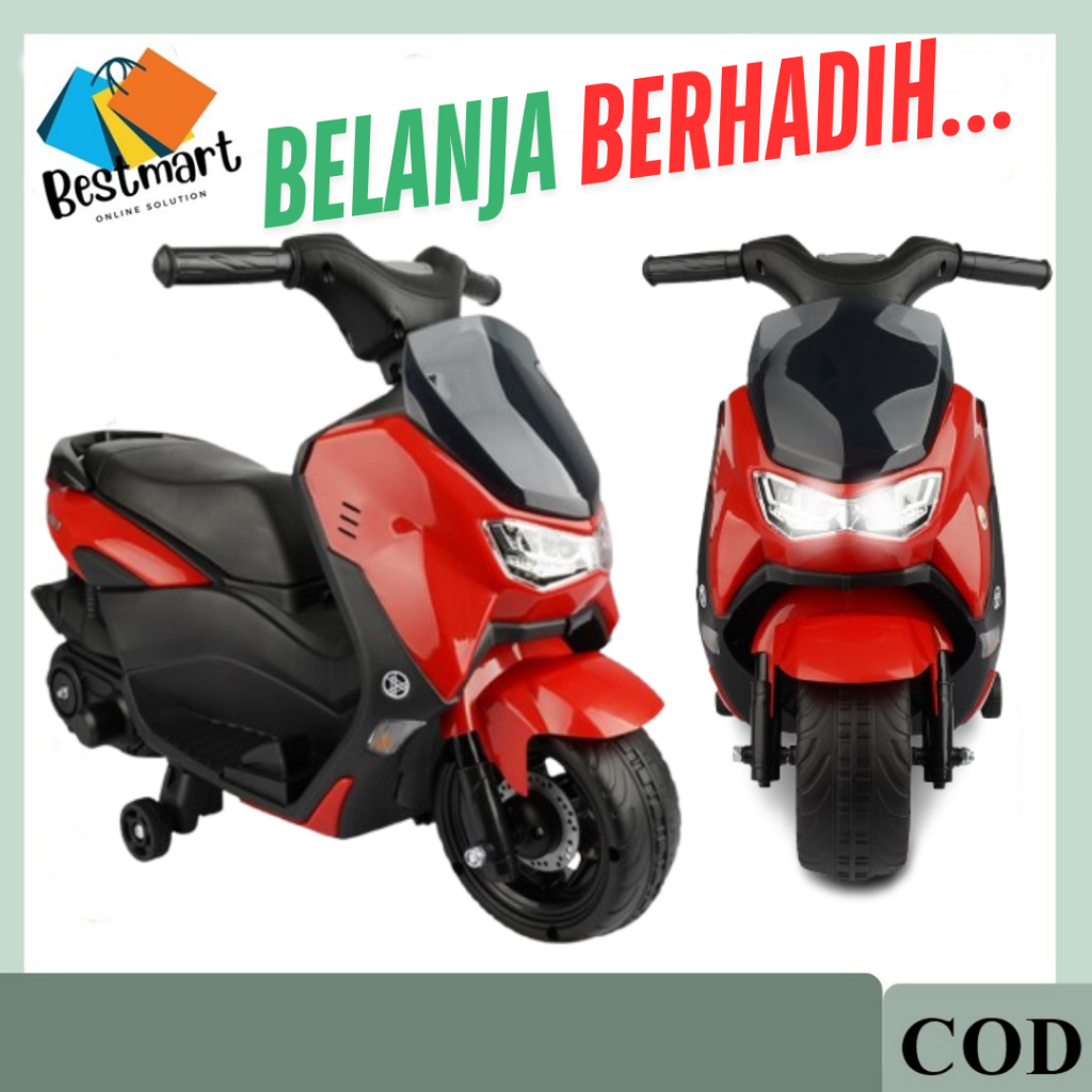 Mainan Motor Aki Anak Tipe Skuter Model Nmax Warna Hitam