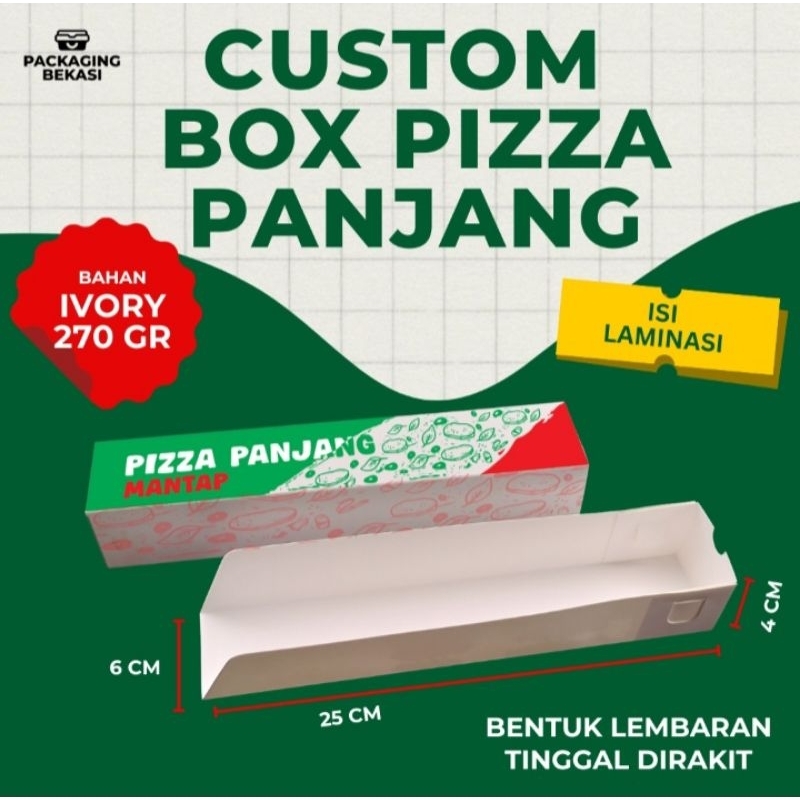 CUSTOM BOX PIZZA PANJANG IVORY 25X6X4cm