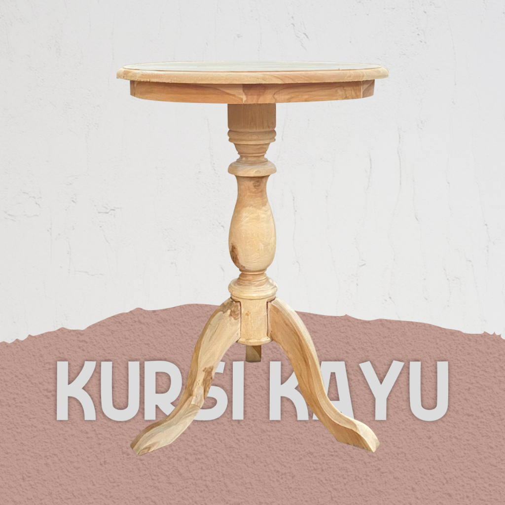 MEJA TERAS KAKI 3 PENDEK KAYU JATI