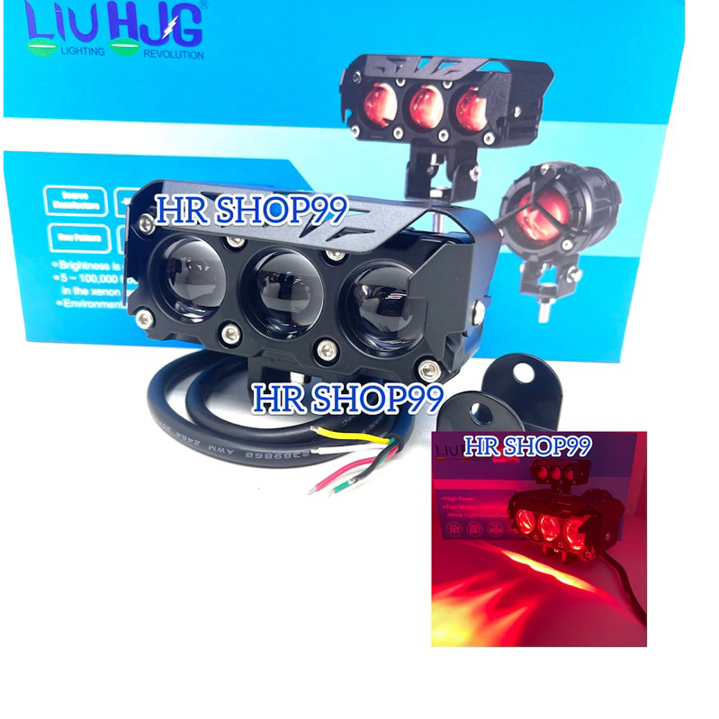 LAMPU TEMBAK LED FOGLAMP HJG 3 MATA 60 WATT LASER  3MATA LIU HJG PLUS DEVIL MERAH PUTIH KUNING 1 PCS