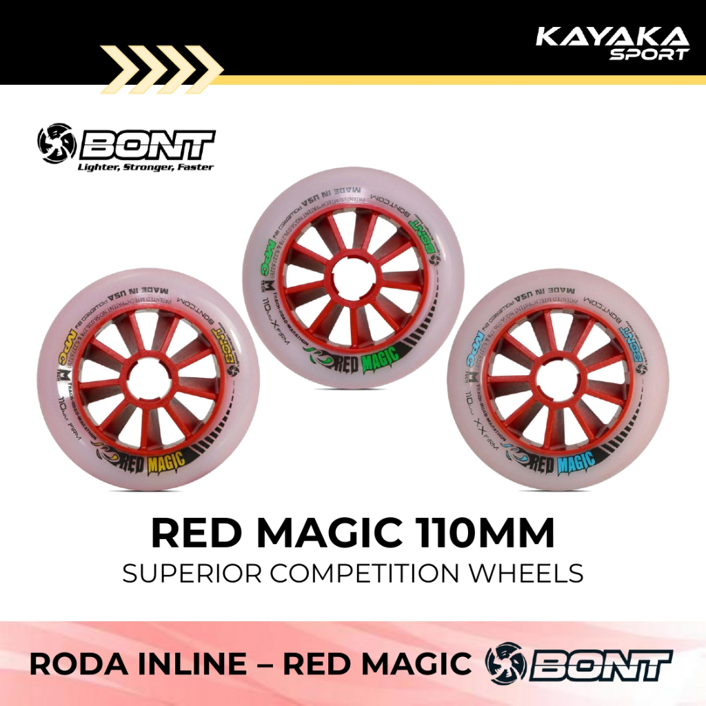 BONT Inline Skate Wheel Sepatu Roda Speed - RED MAGIC RM 110mm
