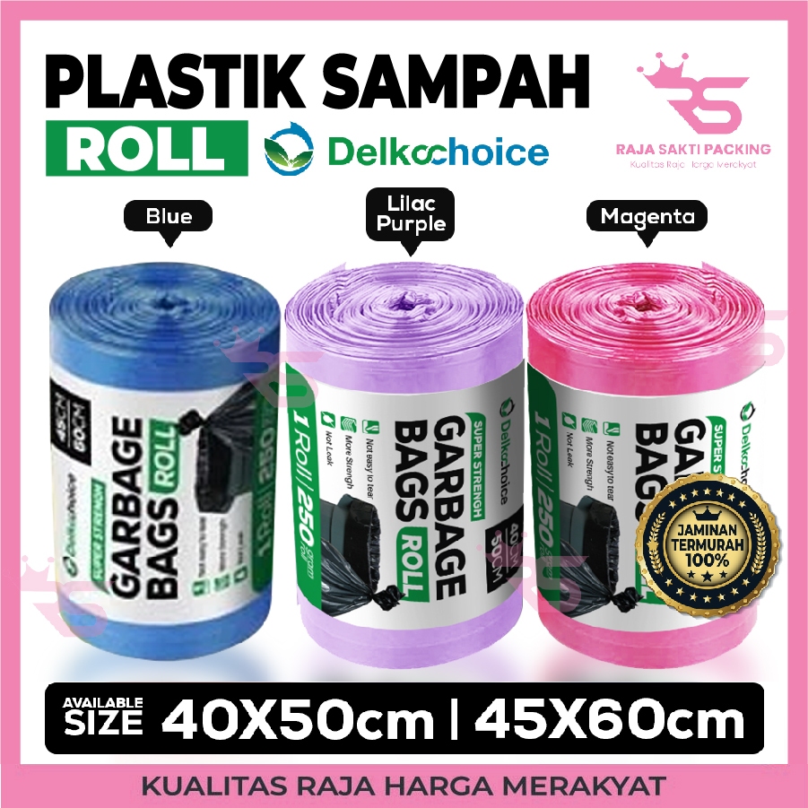 Kantong Plastik Sampah Biru Roll Trash Bag Jumbo Delkochoice Per Roll Termurah