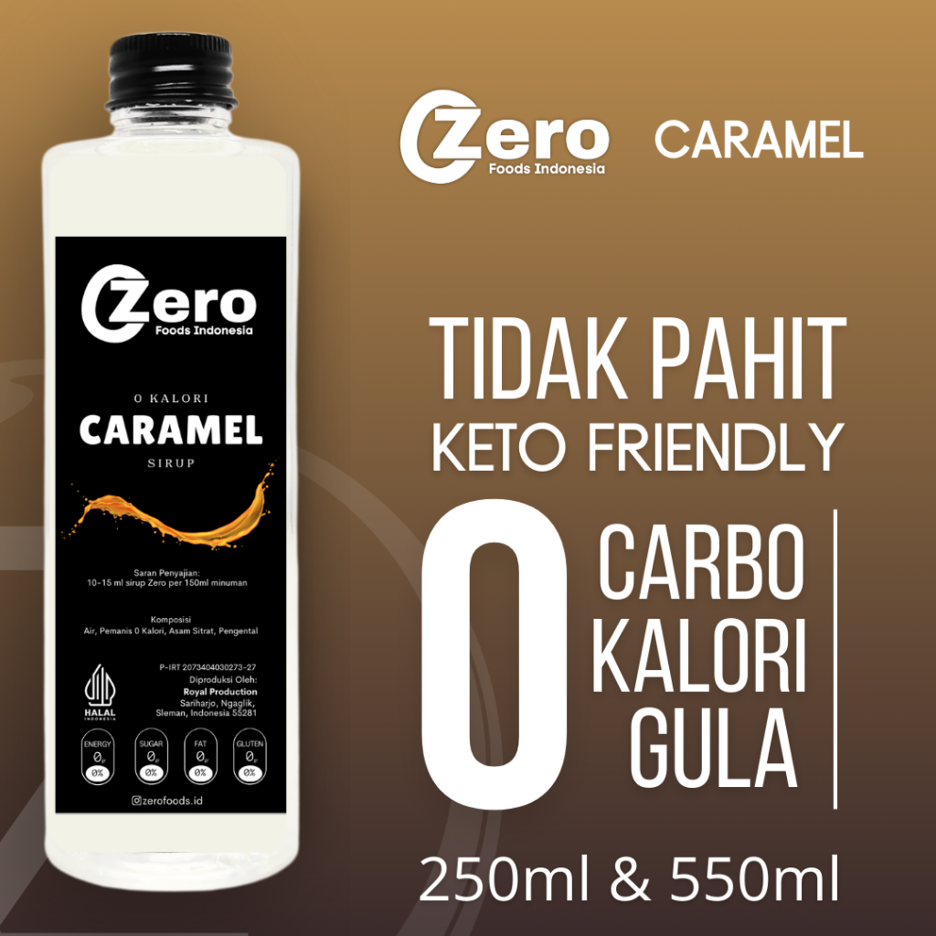 

Zero Foods Diet Keto Caramel Syrup - 0 Kalori Sirup - Sirup Caramel 0 Kalori (250ml, 550ml)