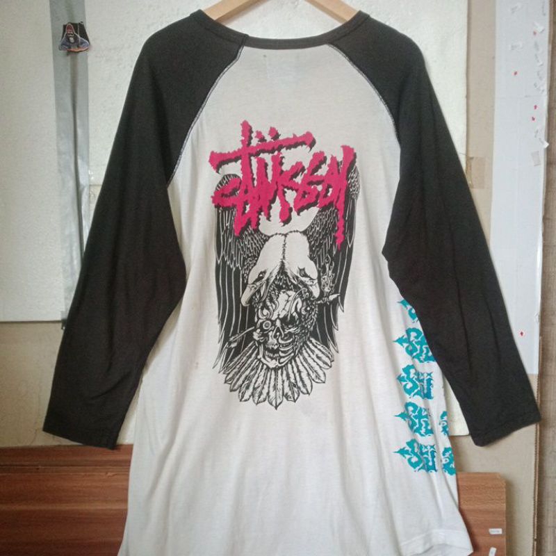 VTG STUSSY double headed eagle Skull VINTAGE t-shirt ¾ size XL second original