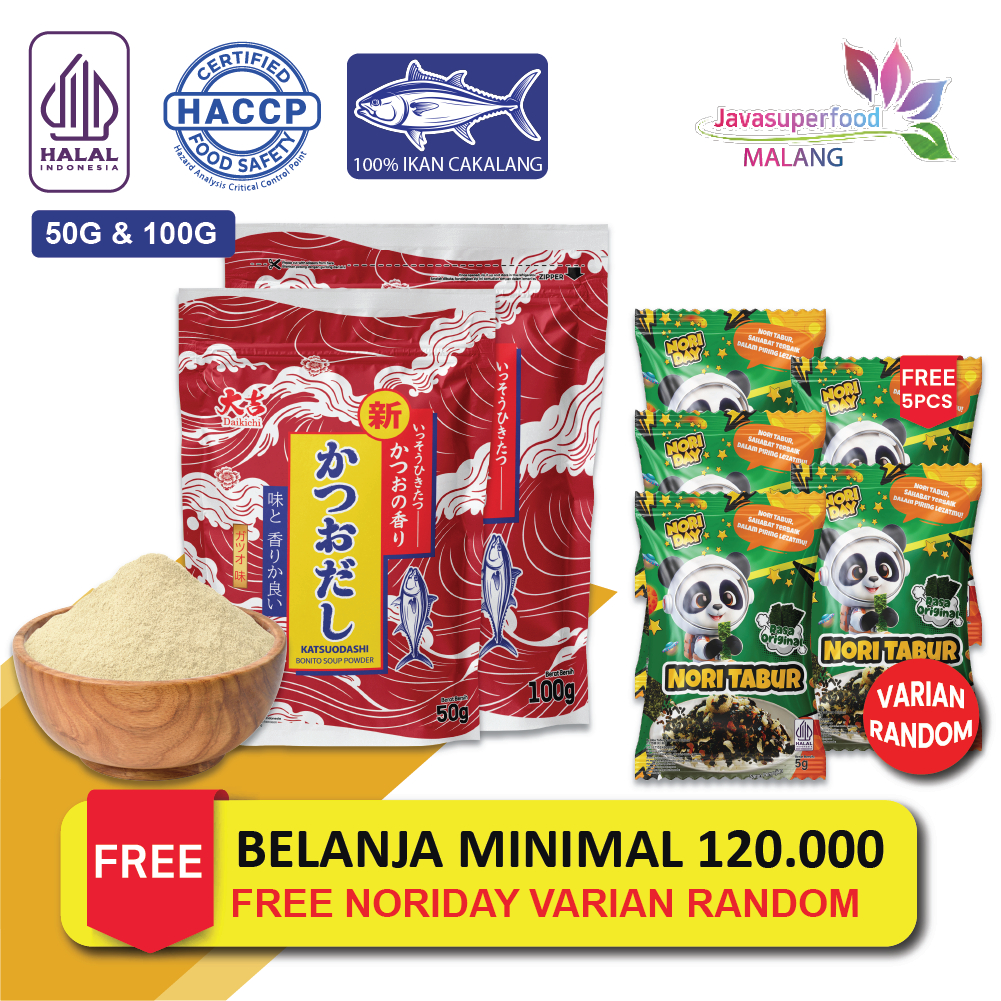 

[HALAL] DAIKICHI KATSUODASHI BONITO SOUP POWDER 50 GR & 100 GR / BUBUK KALDU IKAN BONITO KERING / BUBUK KATSUOBUSHI / IKAN CAKALANG / HONDASHI / MARUMOTO