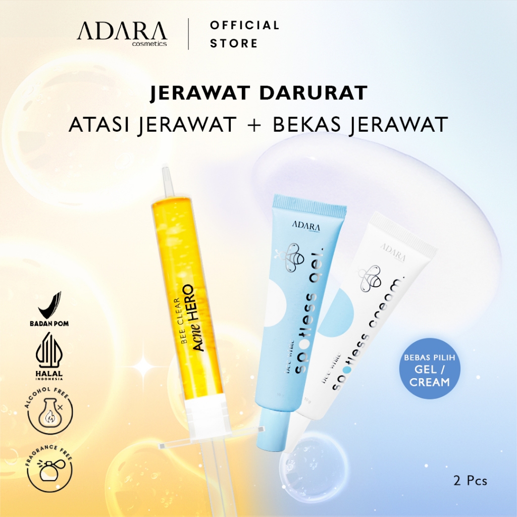 [Jerawat Darurat + Bekas Jerawat] Adara - Bee Clear Acne Hero + Spotless Gel/Cream 10gr
