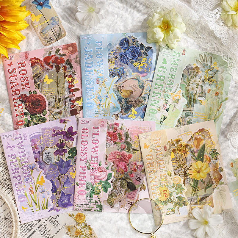 

(2BD) sticker transparan gold foil motif bunga kering surat mail dry flower bouquet