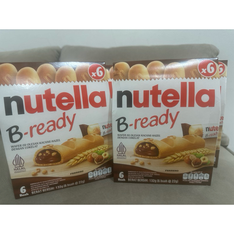 

Nutella b ready wafer olesan hazel coklat 132gr isi 6 bh