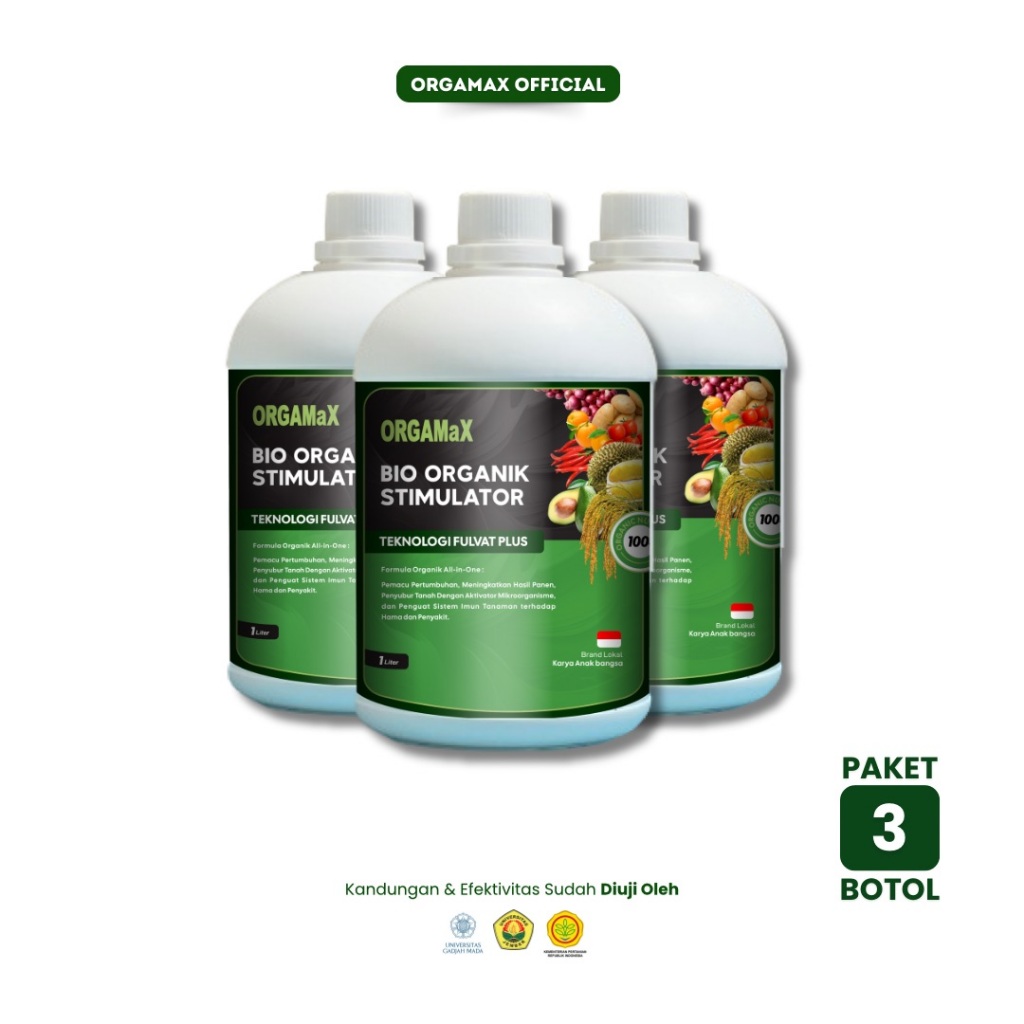 [3Btl] Orgamax 1L - Zat Stimulator Organik Cair Pupuk Asam Fulvat Humat booster buah sayur lebat tan