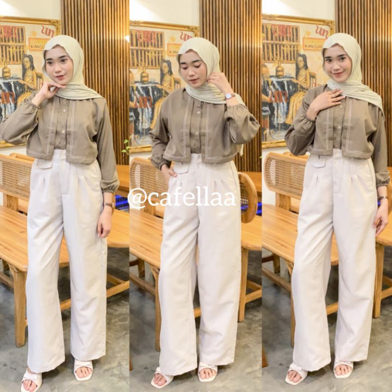 One Set Wanita / Blouse Shakila + Oro Pants Haighwaist / Setelan Wanita / Setelan Wanita Kekinian / 