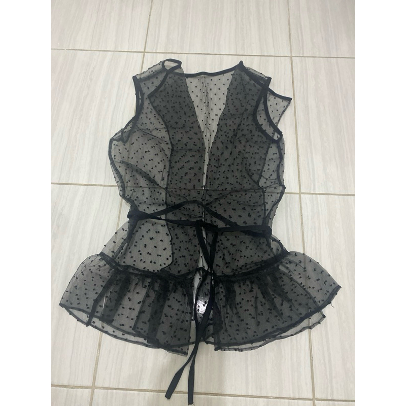 PRELOVED outer tile kaca rempel ruffle transparan seksi pesta kerja