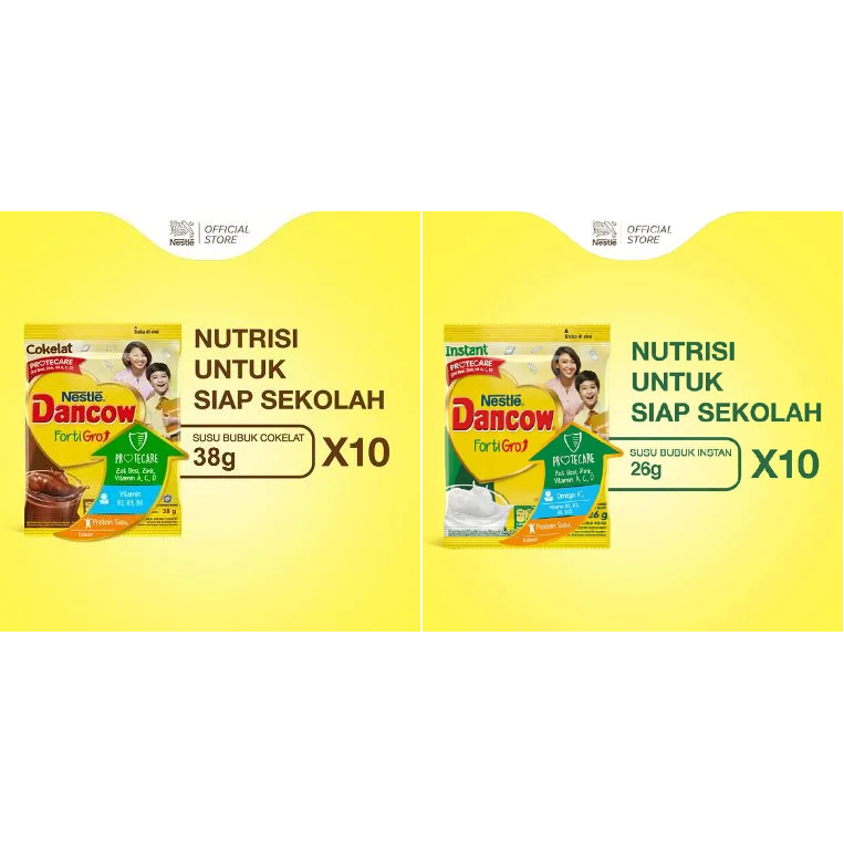 

Dancow Fortigro Susu Bubuk Anak Instan 26g x 10 sachet / Cokelat 38 g x 10 sachet (renceng)