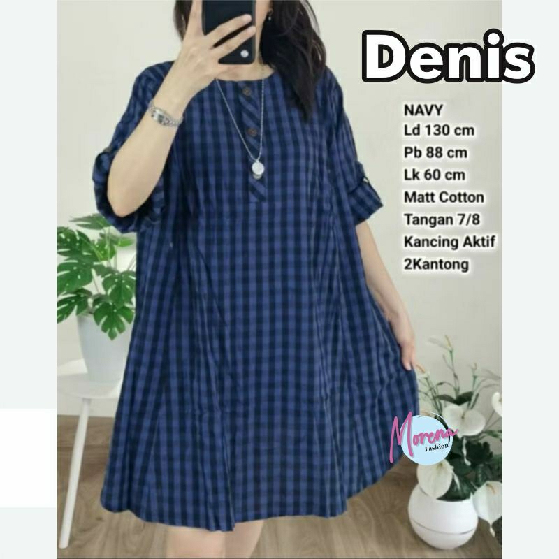 blouse kemeja wanita rayon motif kotak kotak jumbo busui