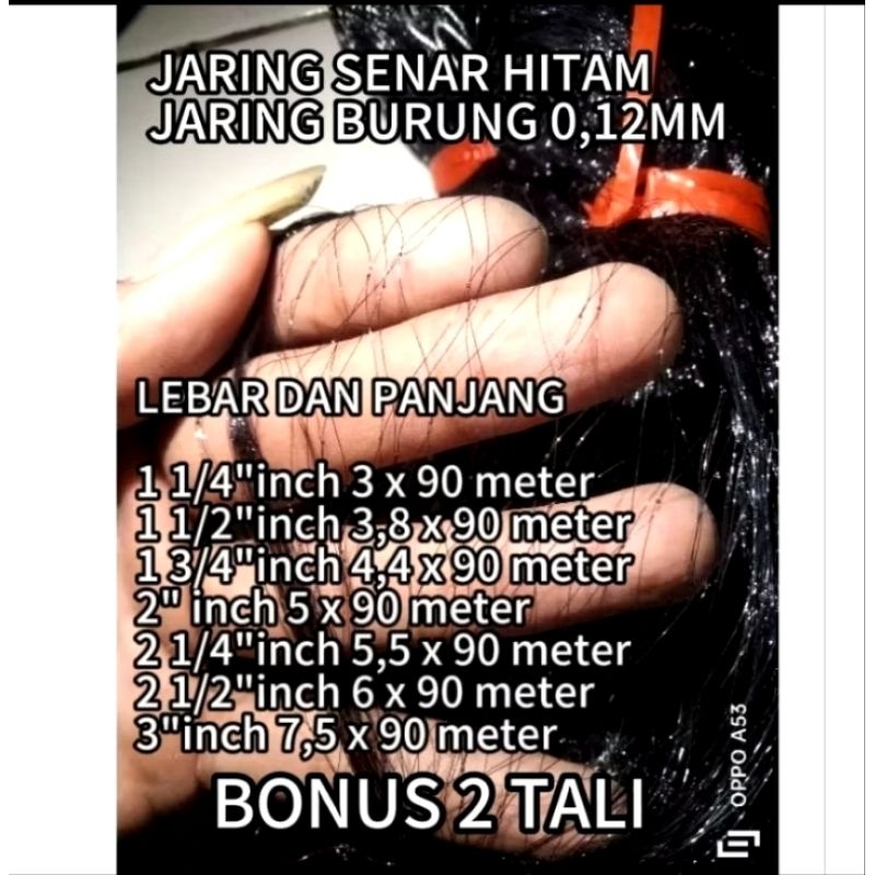 JARING BURUNG SENAR HITAM/ JARING BURUNG PIPIT.EMPRIT,DLL SENAR 0,15MM BONUS 2 TALI