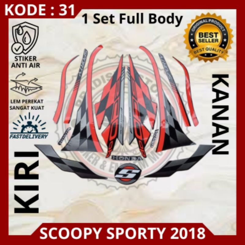 Striping/stiker motor Scoopy sporty tahun 2018/ stiker Scoopy sporty 2018/decal Scoopy sporty 2018 w