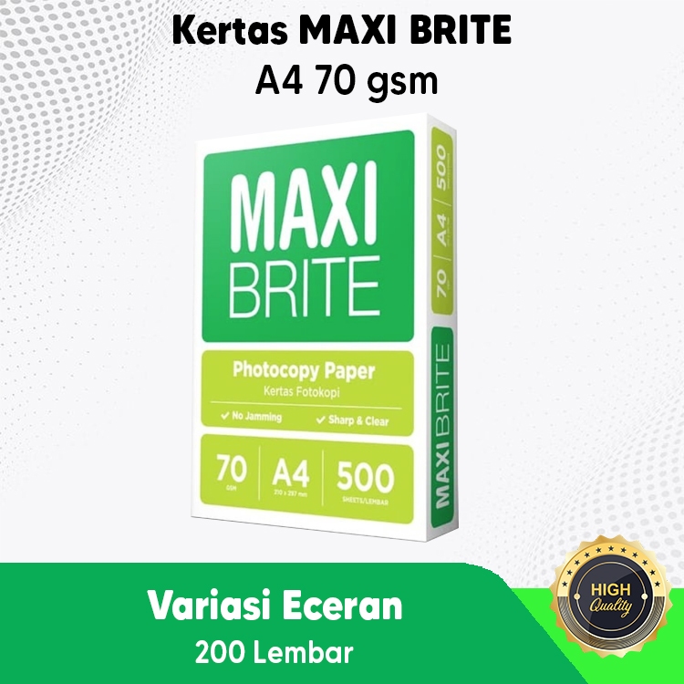 

(200 LEMBAR) KERTAS HVS MAXI BRITE A4 70 GSM