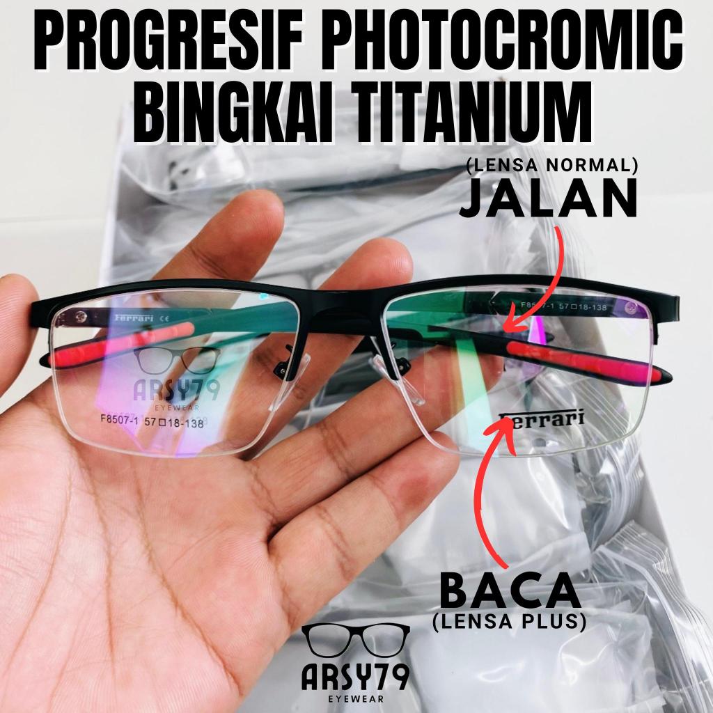 Kacamata Baca / Plus Double Fokus Lensa Progresif Frame Setengah Bingkai Sporty UNISEX