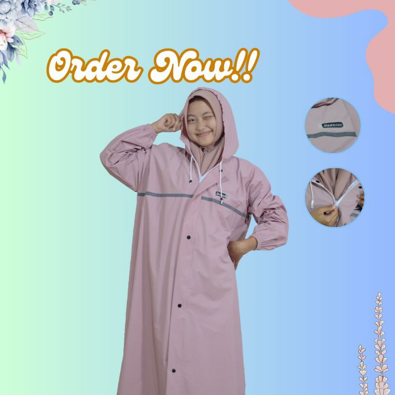 JAS HUJAN PRIA WANITA  GAMIS DAN HOODIE AZZLLU ORIGINAL ANTI REMBES MOCA