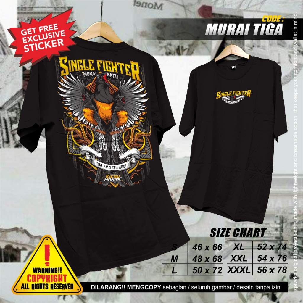 SPTWRKZ | Kaos Kicau Mania Burung Murai "Murai Tiga" | Kaos Murai Batu | Kaos Kicau Mania | Murai