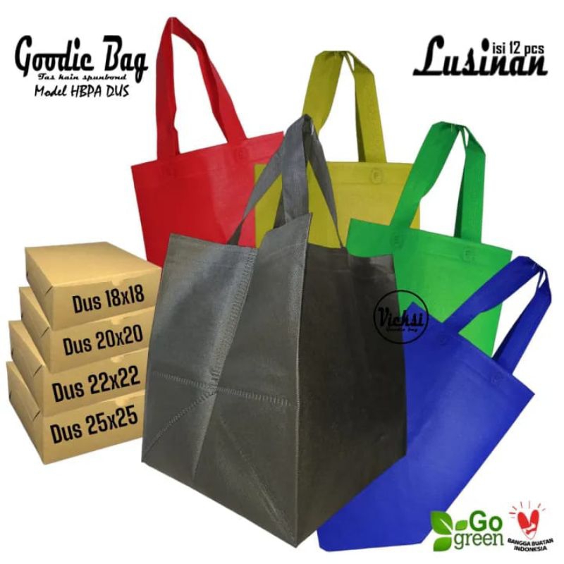 

Tas Kain Spunbond Goodie Bag HBPA Box Ukuran Dus Kue / Nasi Kotak