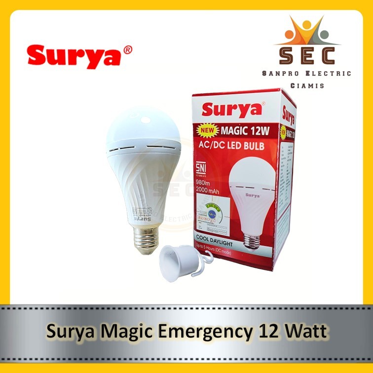 Lampu Bohlam LED Bulb Emergency SURYA MAGIC 12 WATT 12W Lampu Darurat