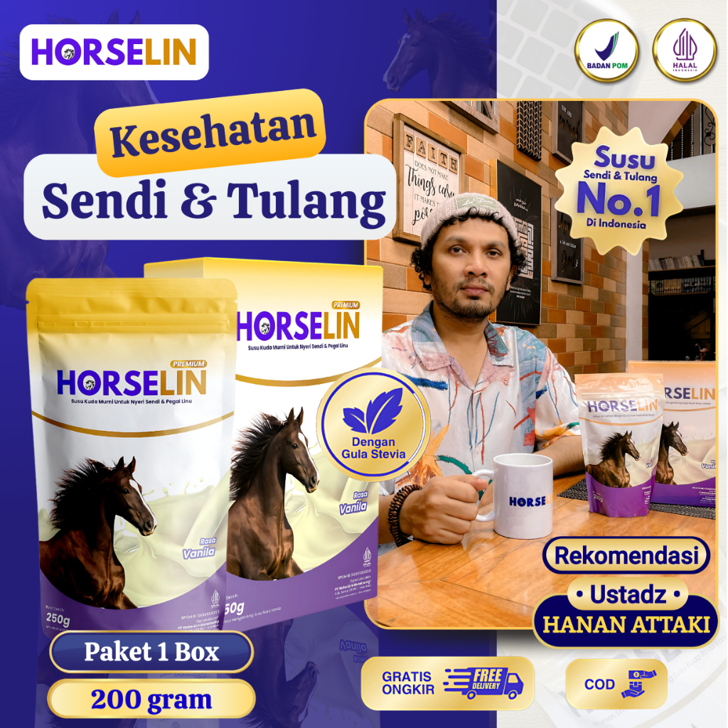 HORSELIN Susu Kuda Liar Sumbawa Premium Membantu Atasi Permasalahan Tulang Sendi Original 200gr