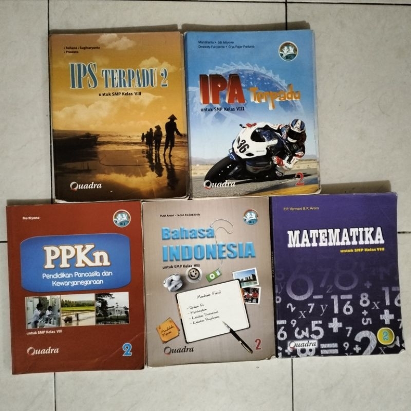 Buku Paket Kelas 8 SMP (PPKN, B.INDO, MAT, IPS, IPA) Quadra, Kurikulum 2013