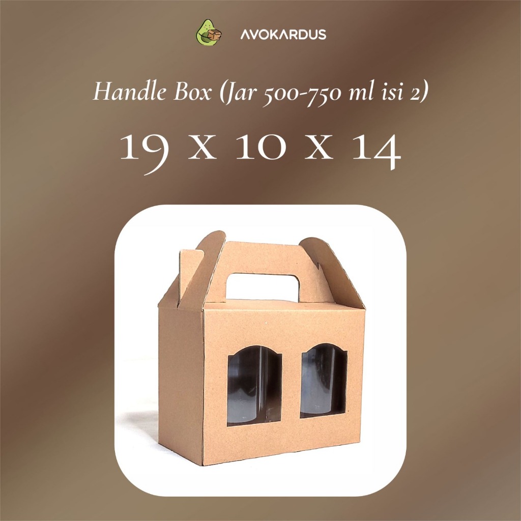 

Gable Box / Handle Box 19x10x14 Jar Cylinder 500-750 isi 2/ Box Hampers / Gift/ Corrugated Coklat