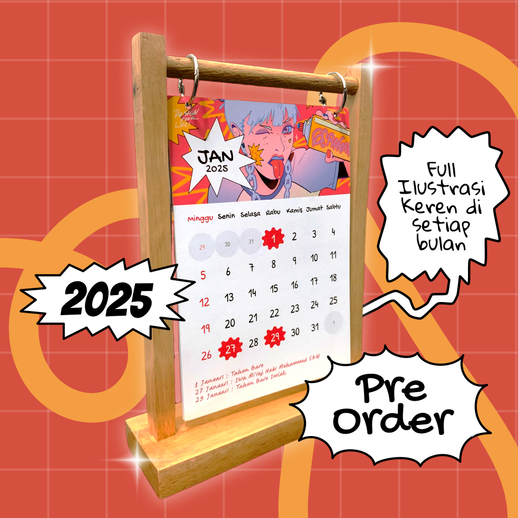 

2025 Calendar by Geragih Studio - Kalender 2025 Keren dengan Ilustrasi Unik Setiap Bulan