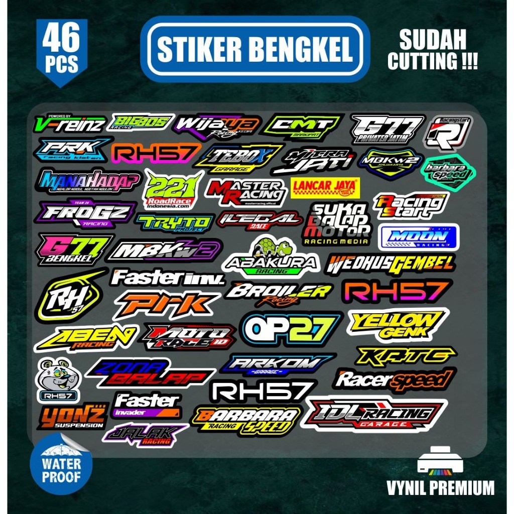 

46pcs stiker pack stiker racing bengkel balap sponsor stiker racing