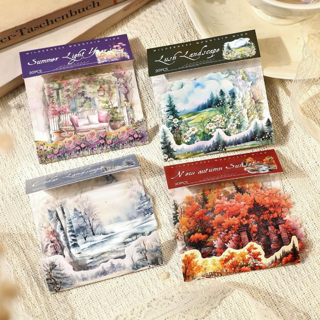 

20pcs Stiker PET Seri Angin Gunung Hutan Berantara Dekorasi Buku Pegangan Retro Sederhana Stiker Perekat Diy Journal Scrapbook
