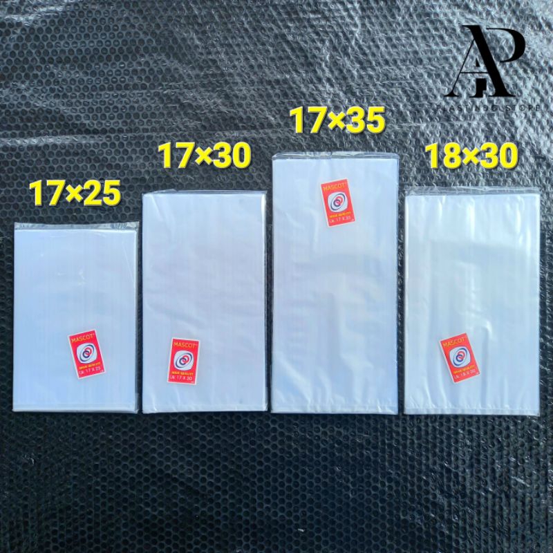 Plastik PP Mascot Tebal 0.3 | 17x25 | 17x30 | 17x35 | 18x30 | Bening ( Pak ) [ Original ]