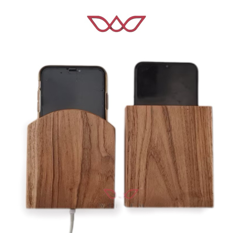 KAYU JATI 100% TEMPAT CAS HP TEMPEL DINDING/HANDPHONE HOLDER TEMPAT CAS HP DINDING ESTETIK KAYU JATI
