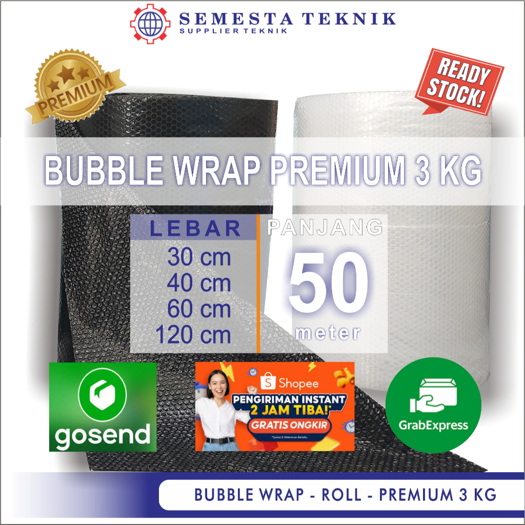 

BUBBLE WRAP SIZE 30 | 40 | 60 | 120 CM X 50 METER INSTANT SURABAYA SIDOARJO