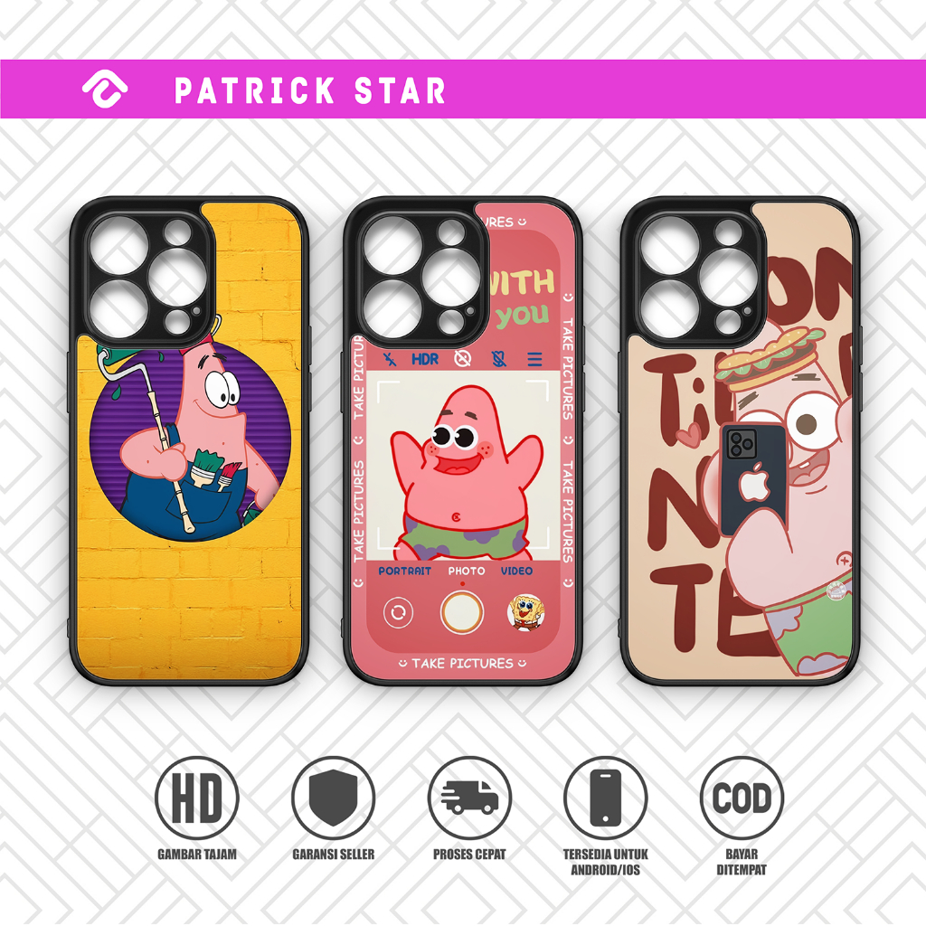 Casing Premium Glasscase Patrick Star Semua Tipe Handphone Softcase