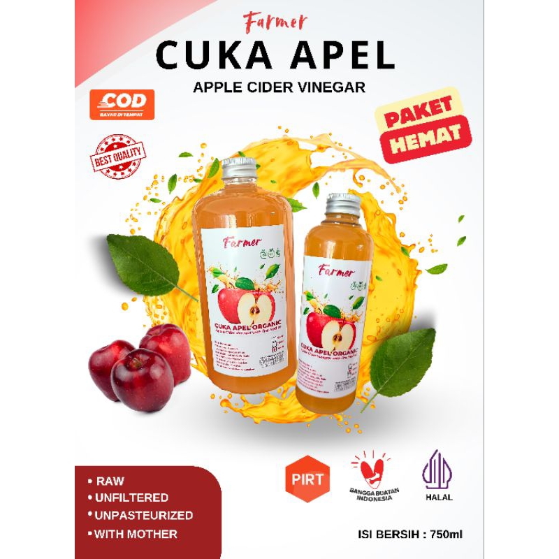 

Cuka Apel Original 750ml Premium - Apple Cider Vinegar - Cuka Apel Organic - Cuka Apel Fermentasi - Diet Detoks