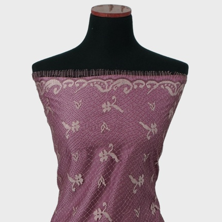 Brukat Ysl Motif Bunga Hyacinth Mauve Dasar Bergundy