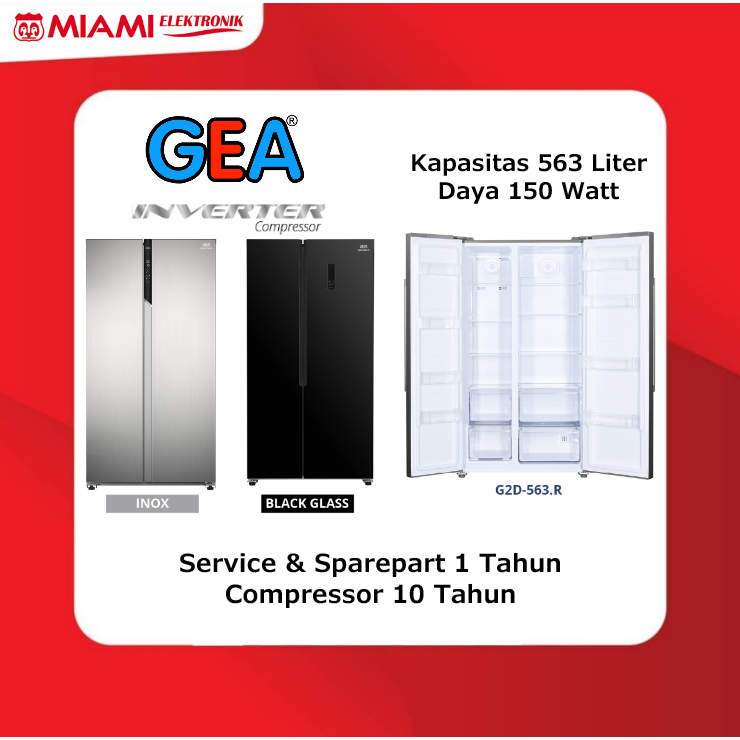 GEA G2D-563.R / G2D-563 / G2D563 Side By Side 563 Liter 150 Watt Garansi Resmi