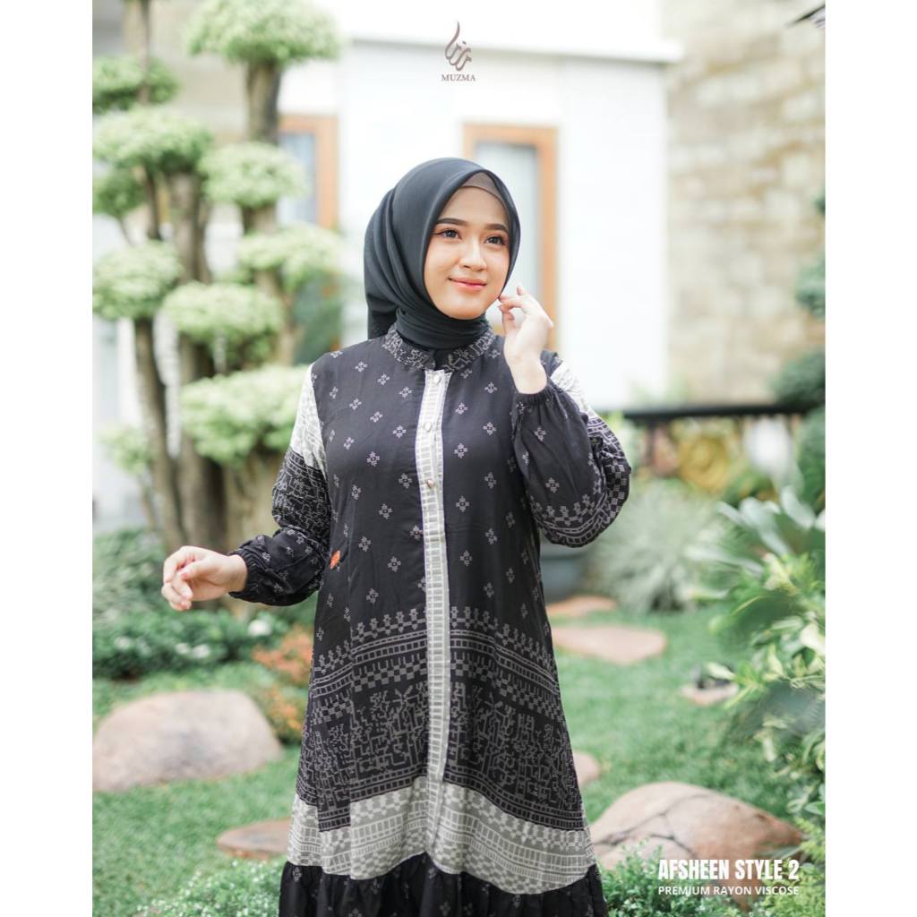 Gamis Dewasa Motif Afsheen style 2 Bahan Rayon Viscose Gamis Adem Nyaman Bisa COD
