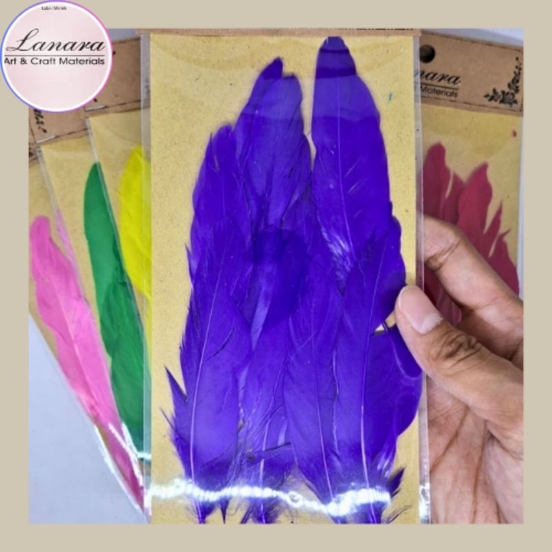 Lanara Bulu Ayam Halus Isi 10 Lembar Dekorasi Hiasan Kerajinan Craft Prakarya