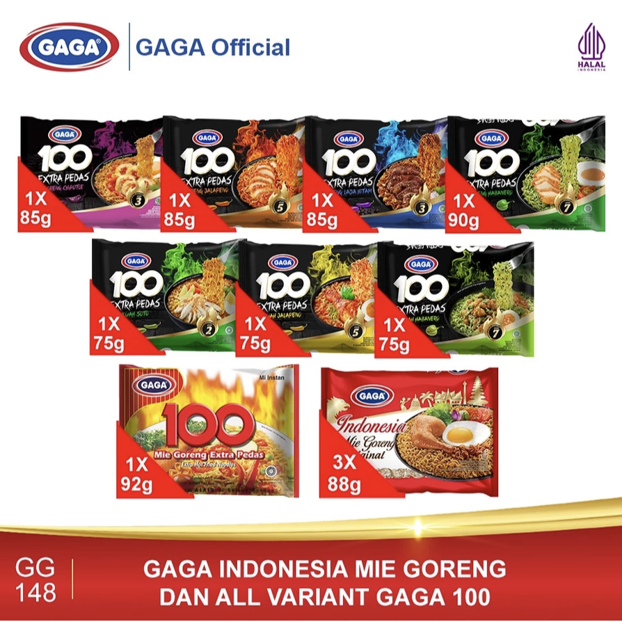 

Gaga Mie Instan 100 Extra Pedas - Kuah / Goreng