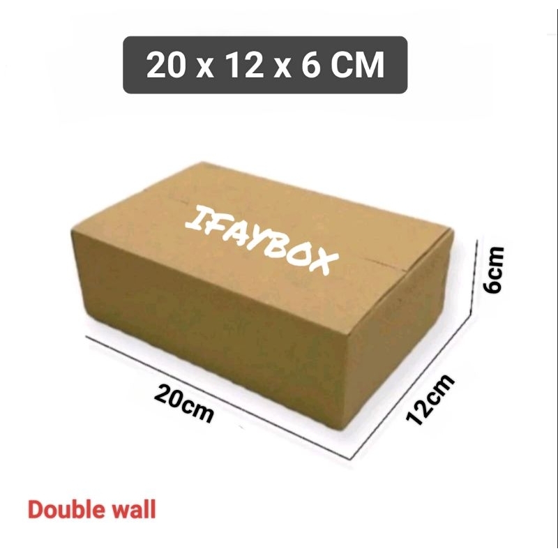 

Kardus box ukuran 20x12x6 cm Double wall polos