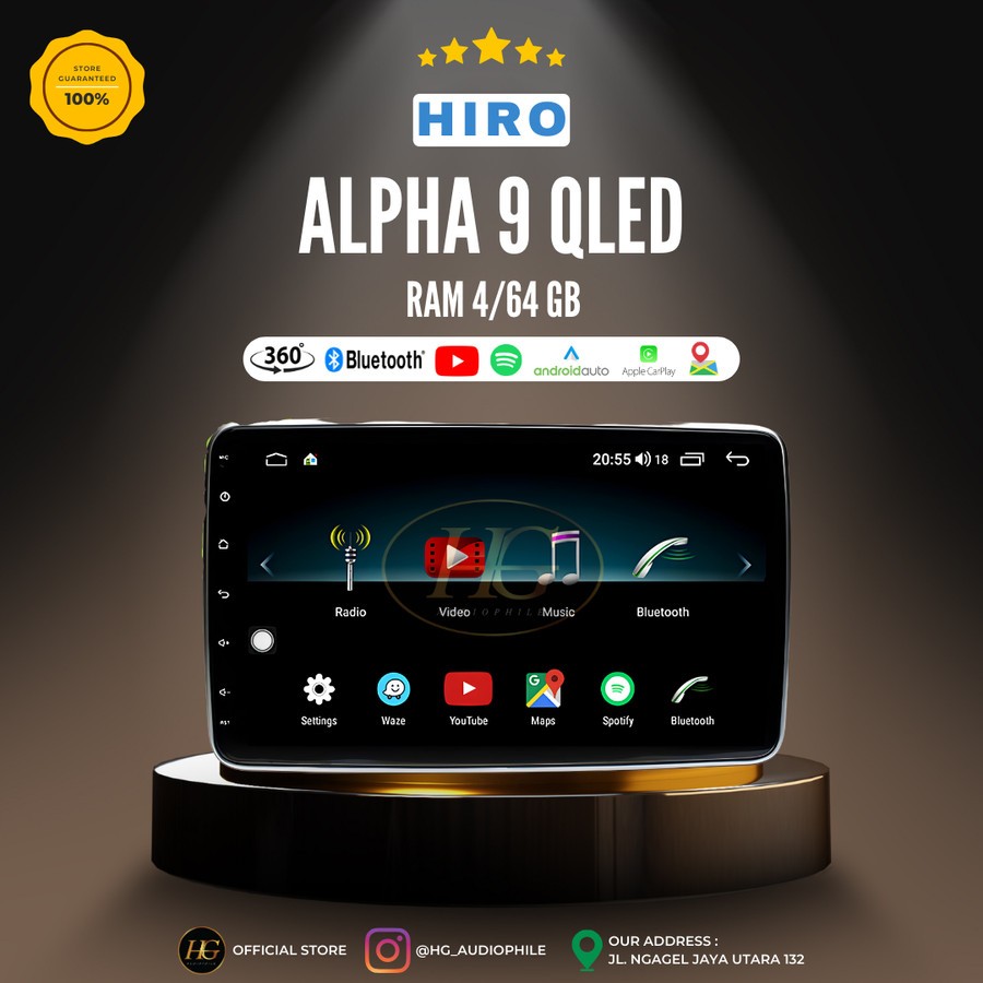 HIRODIO Alpha 9 - Headunit 2 DIN 9 inch - QLED 4/64