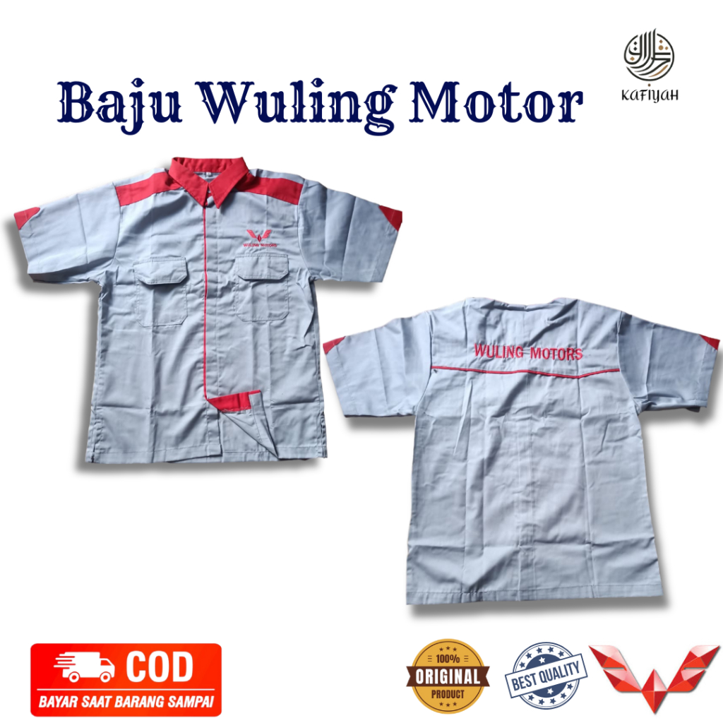 Baju Wuling Motors | Baju Mekanik Wuling | Baju Abu Wuling | Kemeja Abu Wuling | Baju Mekanik Wuling